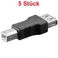 2.0 USB Adapter Verbinder Verbindung 1x A Buchse Kupplung weiblich auf B Stecker