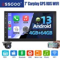 2 DIN 4+64G Apple Carplay Autoradio Android 14 GPS Navi BT RDS WIFI USB +Kamera