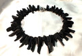 Collier Kette aus schwarzen Steinen mit 925 Silber Schließe 44 cm /191 Gramm