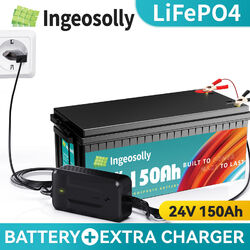 150Ah 24V Lithium Batterie LiFePO4 Akku 100A BMS Wohnmobil Solaranlage 3840WH EU