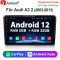 CarPlay Für AUDI A3 8P 2003-2013 Android12 Autoradio GPS Navi WIFI BT 2+32G DAB+