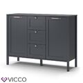 Kommode Wohnzimmerschrank Sideboard Ewan Anthrazit 120 cm Schublade Tür Vicco
