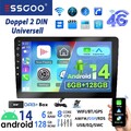Doppel 2 DIN DAB+ Android 14 6+128G Autoradio Carplay GPS Navi SWC Bluetooth KAM