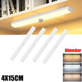 4X15cm LED Unterbauleuchte mit Bewegungsmelder USB Küche Nachtlampe Sensor 