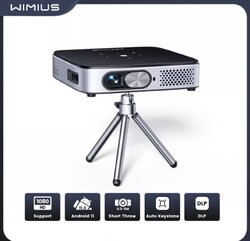 Mini Projector, Android 11.0 550ANSI WiMiUS Q3 Ultra Short Throw DLP Battery FHD