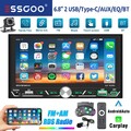 Doppel 2 DIN 6.8 Zoll Apple Carplay Android Auto Autoradio Bluetooth USB MIK KAM