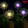 2/4X 200LED Solar Feuerwerk Licht Solarlampe außen Garten Deko Leuchte Stecker