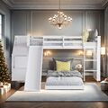 90x200cm Etagenbett Spielbett  Kinderbett Mit Rutsche und Treppe mit Stauraum-