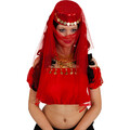 Orient Schleier Kappe Bauchtanz Kopfschmuck Gesichtsschleier Harem Tänzerin 
