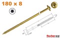 Holzbauschraube Tellerkopf Fischer FCS-WT 8,0 x 180 YZP  25 Stück NEU