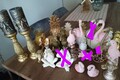 Flohmarkt Paket ! Sommer Deko weiß rosa grau gold Kerze Kerzenständer 