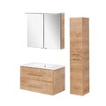 Fackelmann B.Perfekt Badmöbel Set 4-teilig 82cm Braun LED Spiegelschrank Keramik