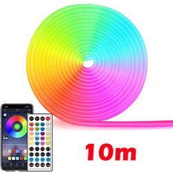 5/10/20M Neon LED Strip Streifen RGB Flex Schlauch diffus Lichtband Dimmbar APP.
