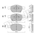 1x ORIGINAL® Metelli 22-0448-0 Bremsbelagsatz, Scheibenbremse Vorne, inkl.