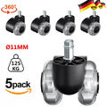 5er Set Bürostuhl Rollen Hartbodenrollen 11mm x 22mm Stuhlrollen für Bürostuhl