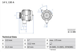 BOSCH 0 986 048 801 Alternator for OPEL,SAAB,VAUXHALL