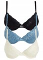 3er Pack Push up BH mit Bügel Gr (100) C Blau Weiß Schwarz Unterwäsche Bra Neu*