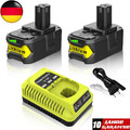 2 Stück 18V 5.5Ah Akku +Ladegerät für RYOBI Plus Lithium RB18L50 P108 P104 P109