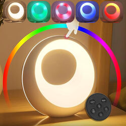 LED Nachttischlampe Nachtlicht Touch Dimmbar RGB Atmosphäre Tischlampe Akku USB