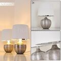 2er Set Keramik Schlaf Wohn Zimmer Leuchten Stoff Nacht Tisch Lese Lampen silber
