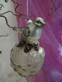 Weihnachtsvogel auf Christbaumkugel Weihnachtschmuck Glasvogel Vogel silber