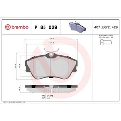 P 85 029 BREMBO Bremsbelagsatz, Scheibenbremse PRIME LINE