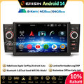 8-Kern Android 14 Autoradio GPS für Fiat Grande Punto Linea DAB+CarPlay 64GB RDS