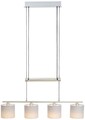 LED Pendelleuchte höhenverstellbar 4 x E14 Stoff Taupe  Pendellampe Hängelampe