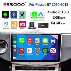10" 2+64G Carplay Android14 DAB+ Autoradio Für VW Passat B7 10-15 GPS KAM RDS