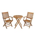 Balkonset Gartenmöbel Set Klappstühle mit Armlehne Klapptisch Ø 57cm Rund Akazie
