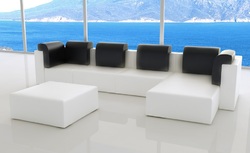 XXL WOHNLANDSCHAFT 5 TEILE MODULARES SOFA KUNSTLEDER RÜCKENPOLSTER BETT FARBEN