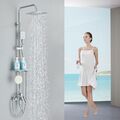 Chrom 20x20cm Regendusche Duschsystem Duschset mit Handbrauset Duscharmatur DE