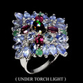 925 Sterlingsilber Ring Oval Opal Smaragd Rhodolith Tansanit Natürlich Edelstein