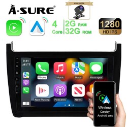 2+32G Android 14 Autoradio Carplay RDS KAM Navi für VW Polo 6R 6C 9N 2009-2018