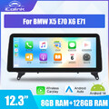 12.3" Android 14 Autoradio CarPlay Wifi 128GB GPS SWC für BMW X5 E70 X6 E71 DAB