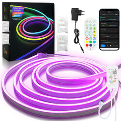 2-10M Neon LED Streifen RGBIC Flex Schlauch Wasserfest Strip Diffus Dimmbar 3535