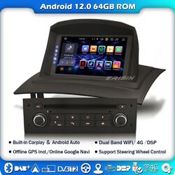 Android 13 64GB 8-Kern Autoradio GPS DAB+ Navi DVD CarPlay Für Renault Megane II