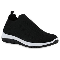 Damen Slip Ons Sportschuhe Sportliche Strick Profil-Sohle Schuhe 841678