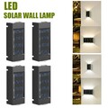 4X LED Solarleuchten Wandlampen Zaunleuchte Außen Treppen Lampe Gartenleuchte