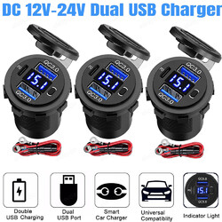 12V QC 3.0 PD USB Auto KFZ Steckdose Dual USB Ladegerät Buchse Dose KFZ Einbau