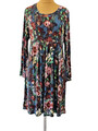 40 Jerseykleid wadenlang meeresgrün Blumen Muster midi fit&flare bedruckt