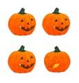 4er Set Halloween Kürbis Windlichter Keramik Orange Deko Teelichthalter
