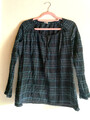 Esprit Bluse Shirt 40 Damen petrol blau  kariert Baumwolle gecrinkelt