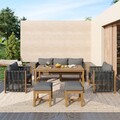 Lounge Sitzgruppe Essgruppe Akazienholz Garten Möbel Sitzgarnitur Tisch & Stuhln