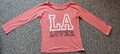 Damenpullover in rosé Gr. M mit LA Print, Ärmel zum Hochkrempeln mit Knopf