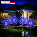 4 Stück LED Solar Feuerwerk Licht Solarlampe außen Garten Deko Leuchte Stecker