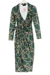 ASOS DESIGN Wickelkleid Damen Kleid Gr. DE 34 grün-hellorange-pink Casual-Look