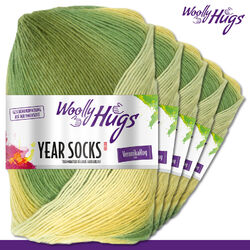 Woolly Hugs 5 x 100 g Year Socks Sockenwolle Sockengarn Farbverlauf 17 Farben