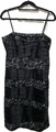 Phase Acht Kleid schwarz Spitze Pailletten geschichtet Anlass Body Con Riemen Größe 16