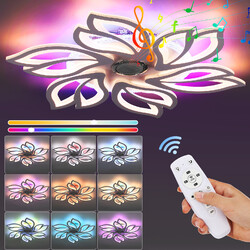 LED Musik Deckenleuchte mit Bluetooth Lautsprecher Wohnzimmerlampe Dimmbar RGB